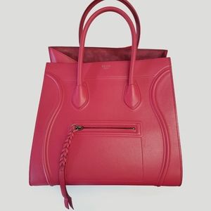 CELINE Fuchsia Calfskin Medium Luggage Phantom Bag